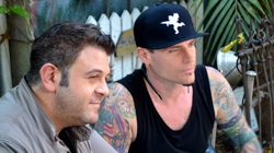 Host Adam Richman (left) and Vanilla Ice are ready to sample the famous meringue-topped Key lime pie at Key West's Blue Heaven.